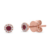 0.05ct Diamond and 0.10ct Ruby 14k Rose Gold Stud Earring